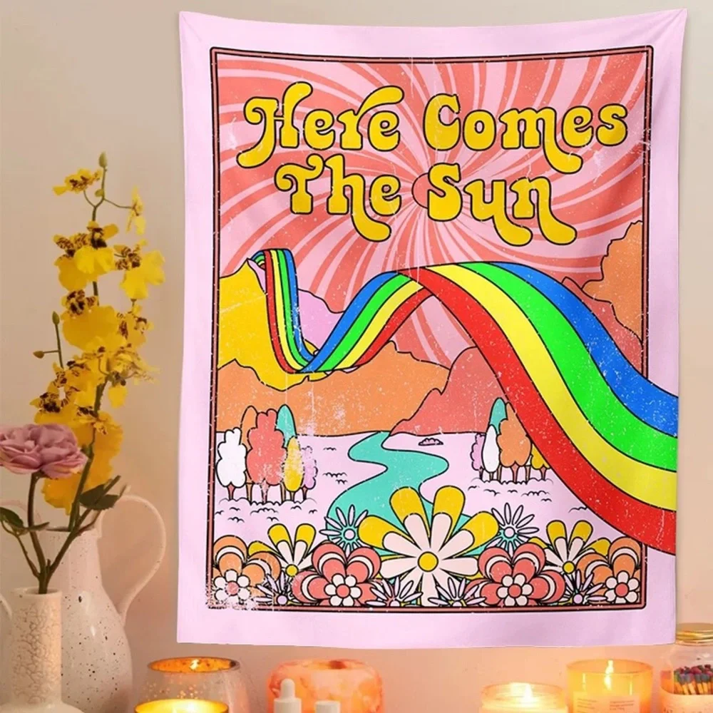 Y2K Aesthetic ‘Here Comes The Sun’ Tapestry Wall Decor